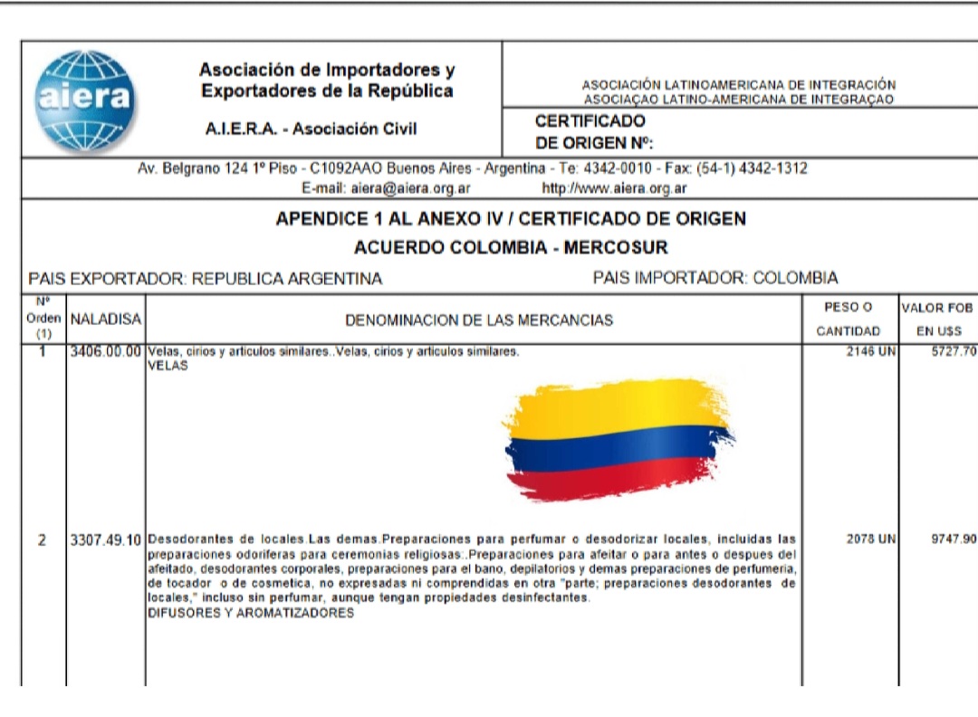 Certificación de Origen Digital a Colombia (ACE 72) - 08/04/2024 - Implementación