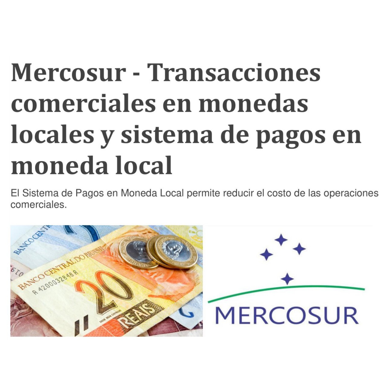 AIERA solicita relanzar el Sistema de Pagos en Monedas Locales